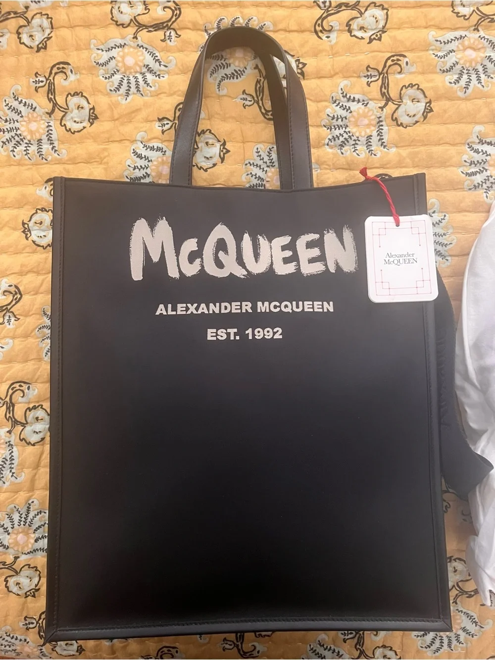 Alexander McQueen jacquard/leather tote
